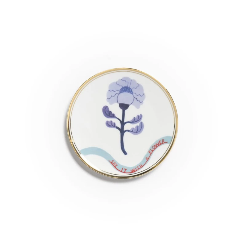 Piatto Dessert Say It With A Flower Con Fiore Viola Ø15cm 3 Piatto Dessert Say It With A Flower Con Fiore Viola Ø15cm