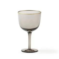 Set 6 Calici Vino Decò Grigio Con Filo Oro