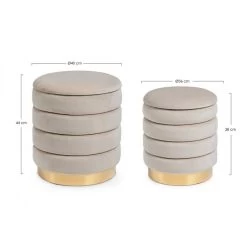 Pouf Contenitore Darina Beige Grande H44cm