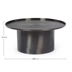Tavolino Tondo Kalpita Black Nichel Ø80x35cm -Negozio Di Mobili bizzotto tavolino tondo kalpita black nichel o80x35cm 2