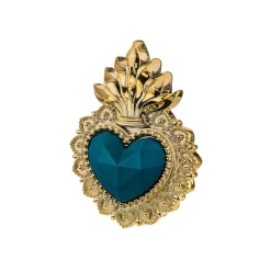 Cuore Ex Voto Oro E Blu 16x12 Cm