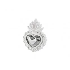 Cuore Ex Voto Bianco/argento 16x12cm