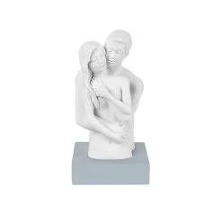 Scultura Innamorati Con Base Azzurra H15cm