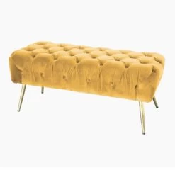Panca Fondo Letto Giallo In Velluto E Zampe Oro