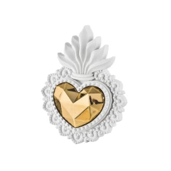 Cuore Ex Voto Bianco E Oro 9x12 Cm