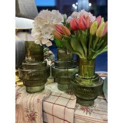 Enzo De Gasperi Vaso Ingranaggi Verde H23cm