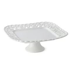 Alzata Quadrata In Porcellana Traforata