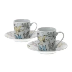 Box 2 Tazzine Caffè Floreali Bianco 9x5cm