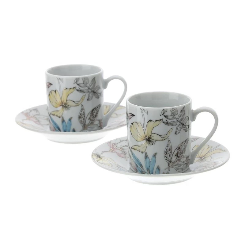Box 2 Tazzine Caffè Floreali Bianco 9x5cm 3 Box 2 Tazzine Caffè Floreali Bianco 9x5cm