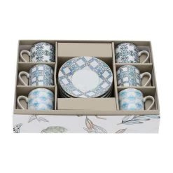 Box 6 Tazzine Caffè Con Decoro Azzurro