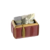 Contenitore In Ceramica Bordeaux E Oro 16x11x8 Cm -Negozio Di Mobili hervit contenitore in ceramica bordeaux e oro 16x11x8 cm