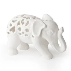 Elefante In Porcellana Bianca Traforata