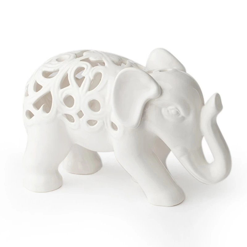 Elefante In Porcellana Bianca Traforata 3 Elefante In Porcellana Bianca Traforata