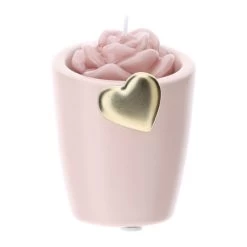 Portacandela Gres Rosa Cuore Oro 8 Cm