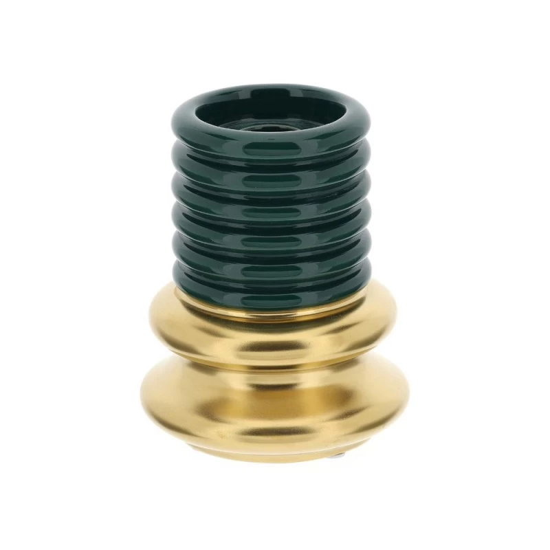 Portacandela Verde E Oro Ø11.5x14cm 3 Portacandela Verde E Oro Ø11.5x14cm
