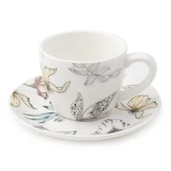 Set 2 Tazzine Caffè In Porcellana Bianca Blooms