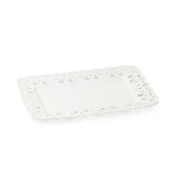 Vassoio Rettangolare Porcellana Traforata 36x25cm