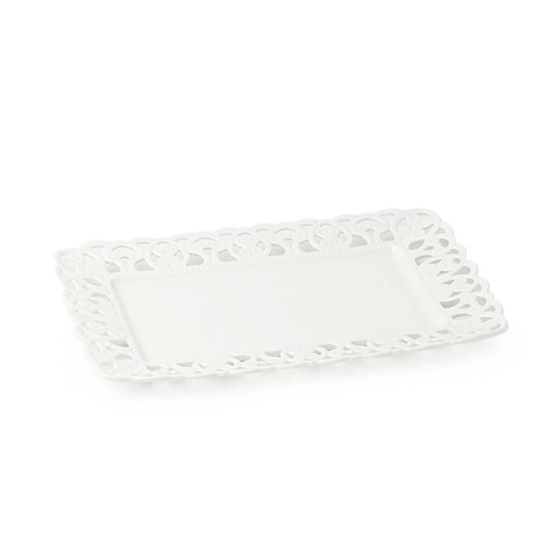 Vassoio Rettangolare Porcellana Traforata 36x25cm 3 Vassoio Rettangolare Porcellana Traforata 36x25cm