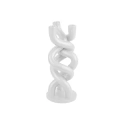 Karlsson Portacandele Twisted In Ceramica Bianca H31.4cm