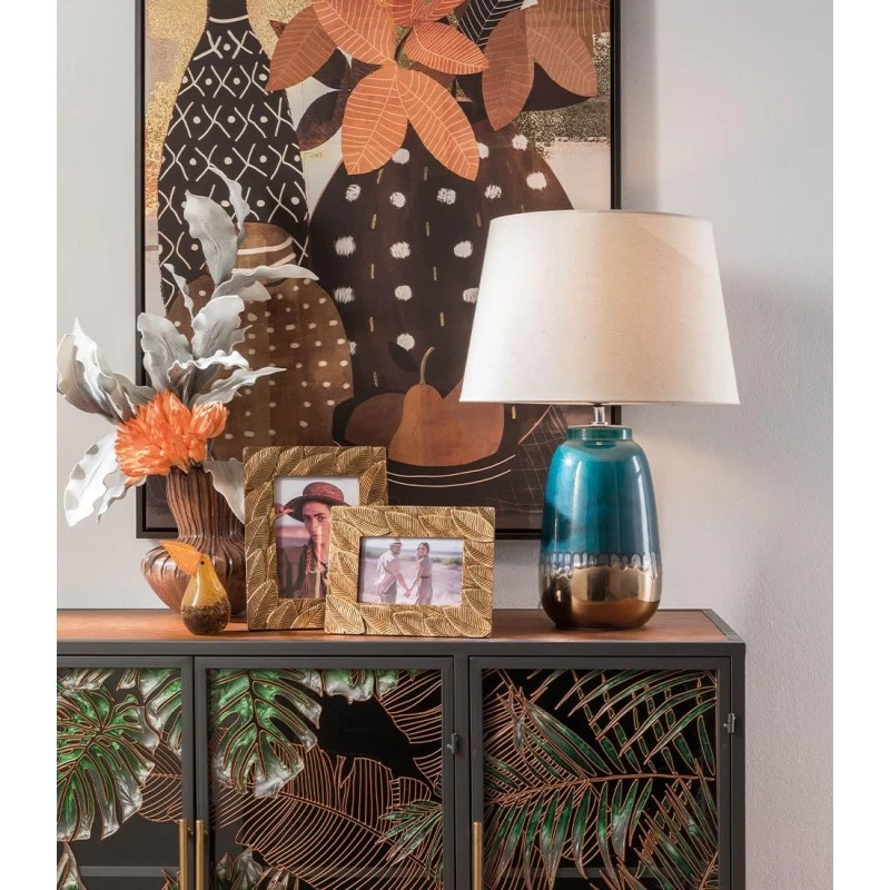 Lampada In Stile Ethno Chic Verde E Bianca H56cm 5 Lampada In Stile Ethno Chic Verde E Bianca H56cm - immagine 3