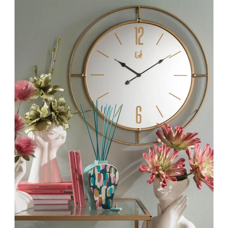 Orologio Con Specchio E Cornice Dorata Ø60cm 4 Orologio Con Specchio E Cornice Dorata Ø60cm - immagine 2