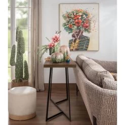 Quadro Con Cornice Donna Con Papaveri 80x100cm