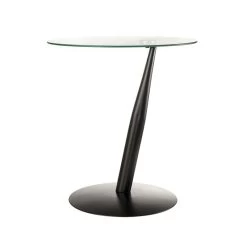 Tavolinetto Nero In Metallo E Vetro Temperato