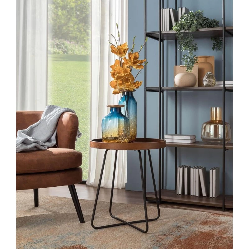 Tavolino Rotondo Con Piano In Legno Ø46x52cm 6 Tavolino Rotondo Con Piano In Legno Ø46x52cm - immagine 4