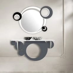 LAS L:A:S Consolle Cerchi Bianco E Cemento 100x30cm -Negozio Di Mobili las consolle cerchi bianco e cemento 100x30cm 1