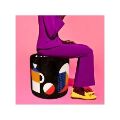 Pouf Colorato Sit Here Nero S Ø50x45cm