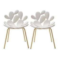 Set 2 Sedie Filicudi Chair Bianche E Ottone