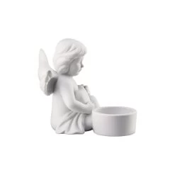Rosenthal Statuetta Porta Tealight Angelo Con Cuore Bianco Medio H10cm