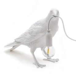 Seletti Lampada Da Tavolo Bird Waiting White By Marcantonio