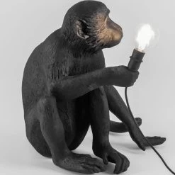 Seletti Lampada In Resina Monkey Lamp Black Seduta 34x30x32cm