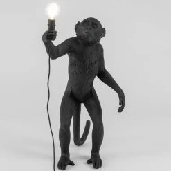 Seletti Lampada In Resina Monkey Lamp Outdoor Black In Piedi 46x27,5cm H.54cm