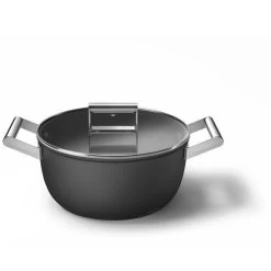 Smeg Casseruola Bassa Antiaderente Cookware Nero Estetica 50's Style Ø24cm -Negozio Di Mobili smeg casseruola bassa antiaderente cookware nero estetica 50 s style o24cm 3