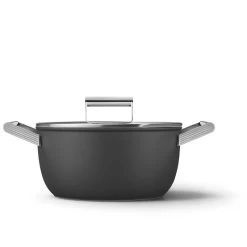 Smeg Casseruola Bassa Antiaderente Cookware Nero Estetica 50's Style Ø24cm -Negozio Di Mobili smeg casseruola bassa antiaderente cookware nero estetica 50 s style o24cm 4