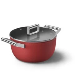 Smeg Casseruola Bassa Antiaderente Cookware Rosso Estetica 50's Style Ø24cm -Negozio Di Mobili smeg casseruola bassa antiaderente cookware rosso estetica 50 s style o24cm 2