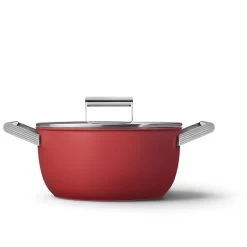 Smeg Casseruola Bassa Antiaderente Cookware Rosso Estetica 50's Style Ø24cm