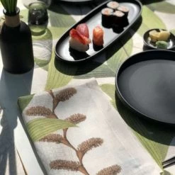 Set 4 Tovaglioli In Lino Palmier