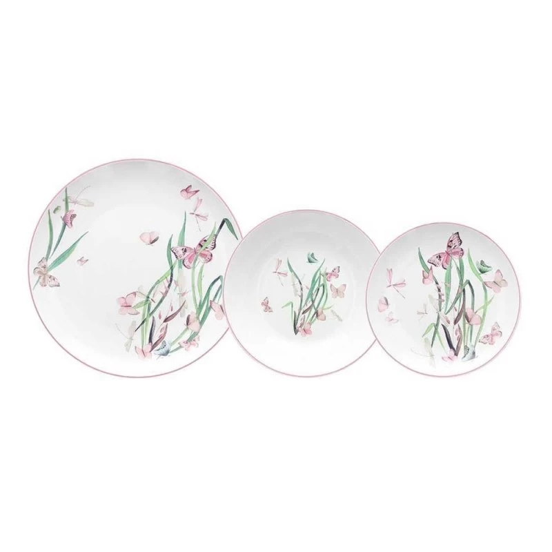 Set Piatti Butterfly Ball Rosa 18pz 3 Set Piatti Butterfly Ball Rosa 18pz