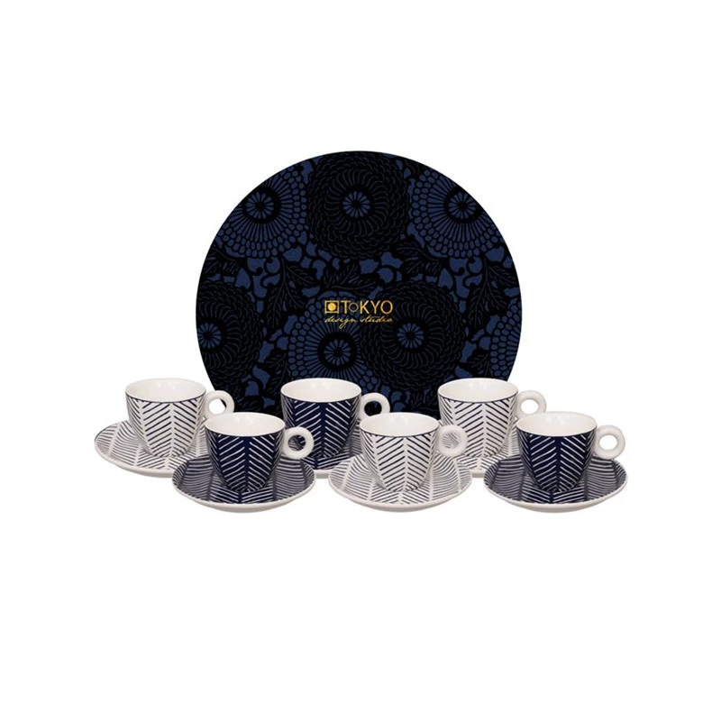 Tokyo Design Set Tazzine Caffè Le Bleu De Nîmes Con Piattini 3 Tokyo Design Set Tazzine Caffè Le Bleu De Nîmes Con Piattini