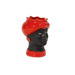 Testa Di Moro Donna Nera E Rossa H12cm