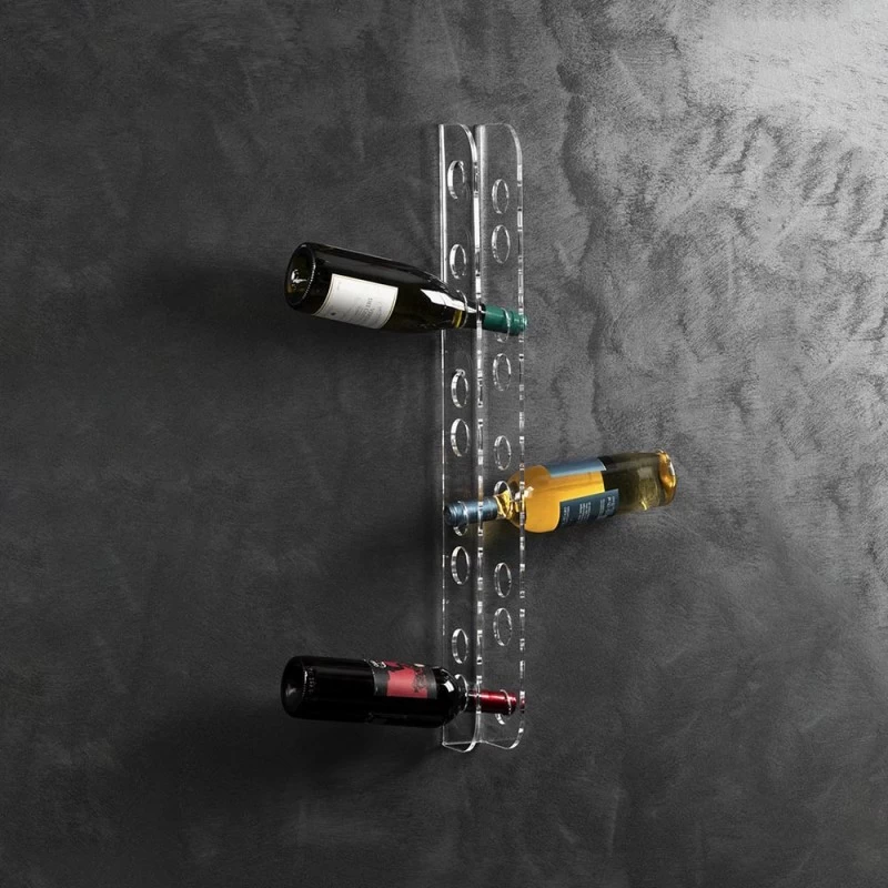 Portabottiglie Da Parete Bacco In Plexiglass Trasparente 3 Portabottiglie Da Parete Bacco In Plexiglass Trasparente